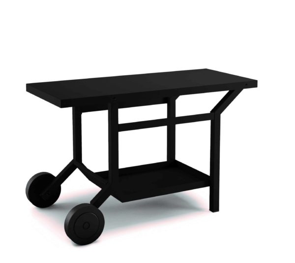 TRA N - Table roulante noir acier pour plancha