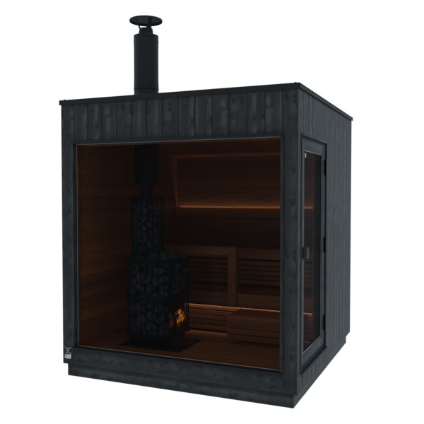 Sauna-FinVision-M-Nordic---Poele-bois-Legende-240-GreenFlame - Kirami - Gardenskoncept